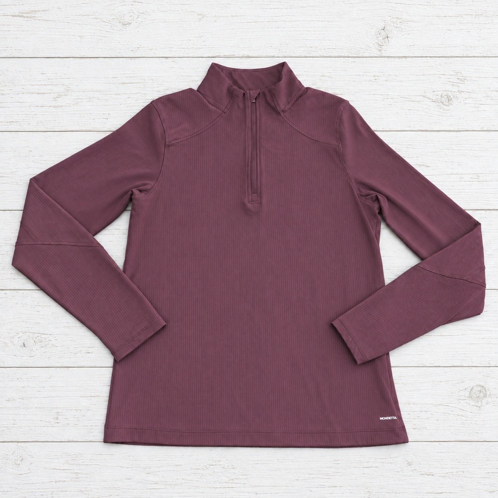 Mondetta Pullover Quarter Zip Ribbed Athletic Yoga Activewear Purple Small 4173